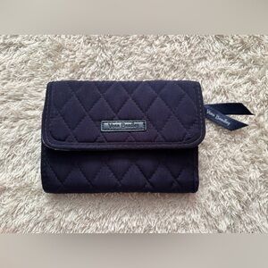 Vera Bradley Quilted Microfiber Outlet RFID Euro Wallet Classic Navy